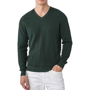 ALTAIREGA Men-V-Neck-Sweaters Lightweight-Shirts Cotton-Pullover Long-Sleeve